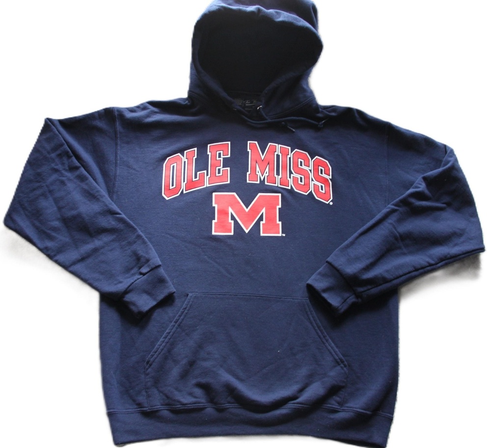 Ole Miss Hoodie Sweatshirt Mens Large Blue NCAA Football Pullover The Victory
